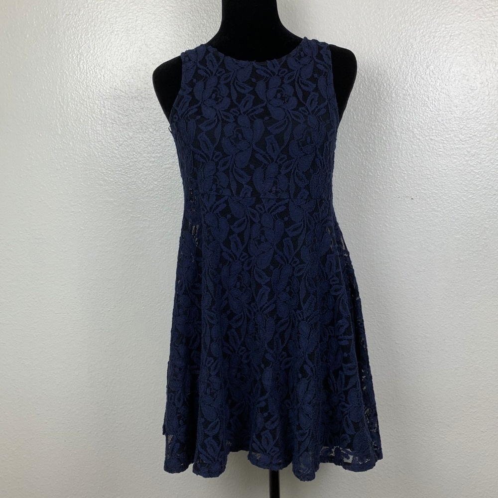 Free People Blue Flower Lace Boho Summer Dress